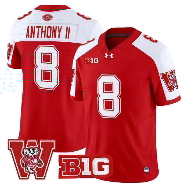 Men's Wisconsin Badgers Throwback Vapor Limited Jersey red #8 Vinny Anthony II