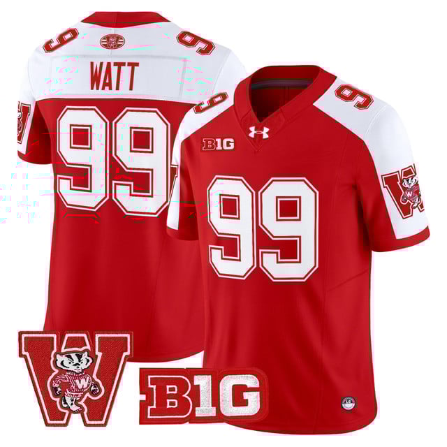 Men's Wisconsin Badgers Throwback Vapor Limited Jersey red #99 J.J. Watt