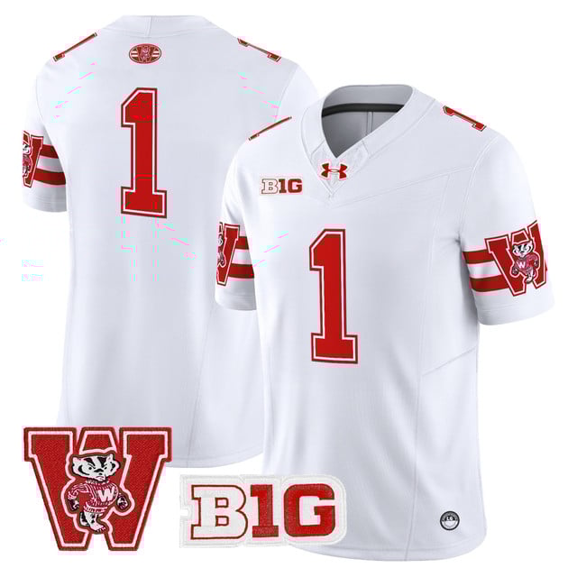 Men's Wisconsin Badgers Throwback Vapor Limited Jersey white #1