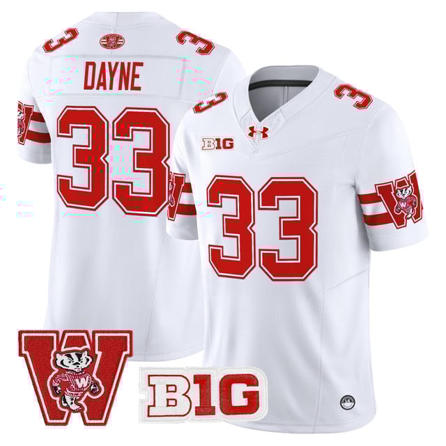 Men's Wisconsin Badgers Throwback Vapor Limited Jersey white #33 Ron Dayne