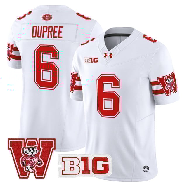 Men's Wisconsin Badgers Throwback Vapor Limited Jersey white #6 Darrion Dupree