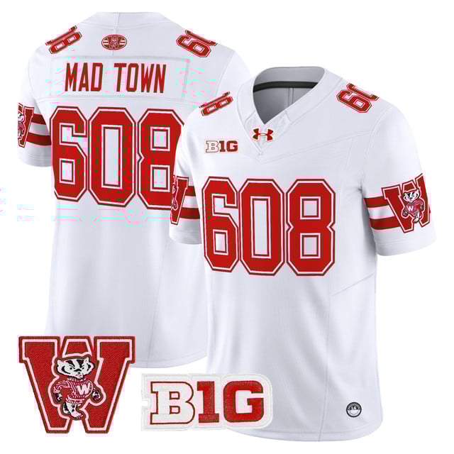 Men's Wisconsin Badgers Throwback Vapor Limited Jersey white #608 Mad Town