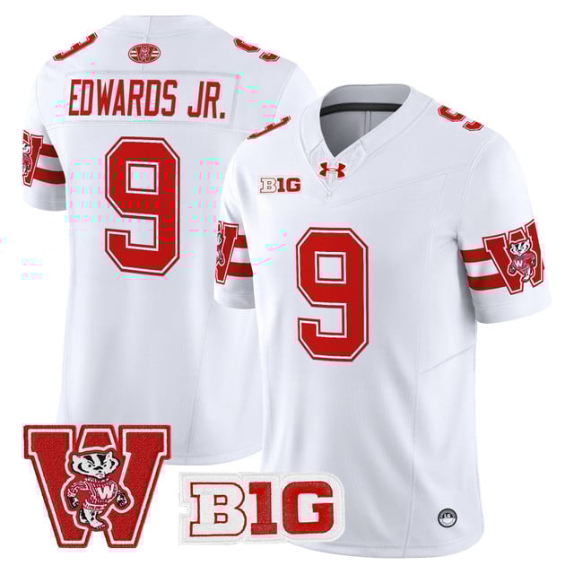 Men's Wisconsin Badgers Throwback Vapor Limited Jersey white #9 Billy Edwards Jr.
