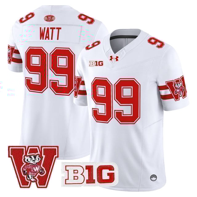 Men's Wisconsin Badgers Throwback Vapor Limited Jersey white #99 J.J. Watt