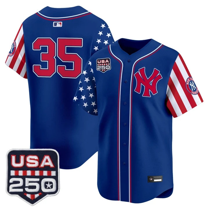 Men's Yankees America250 Edition Vapor Premier Limited Jersey V2 ROYAL #35