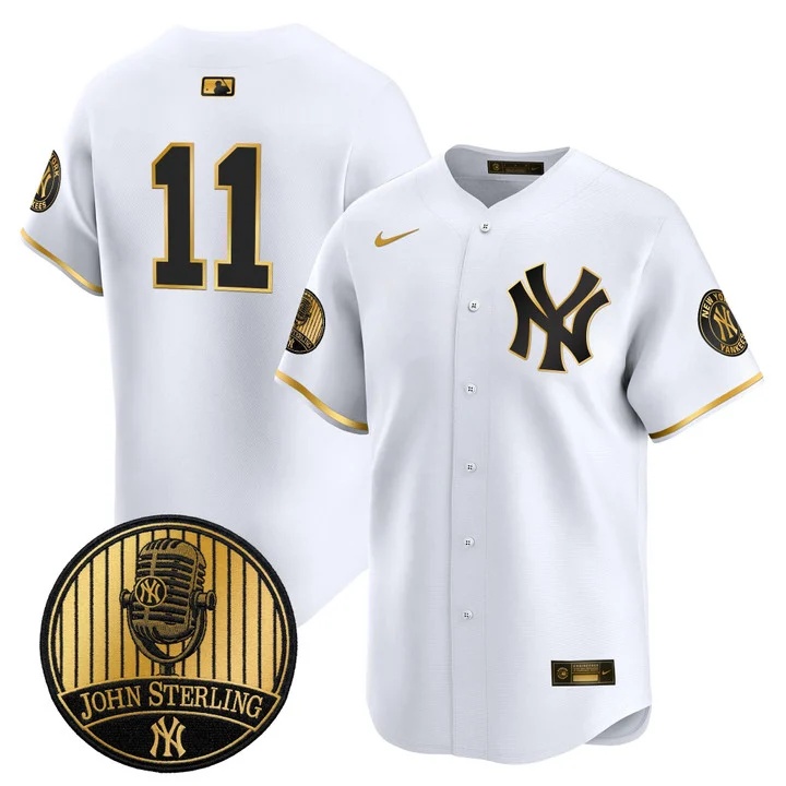 Men's Yankees John Sterling The Voice of the Yankees Tribute Patch Vapor Premier Limited Jersey V3 #11
