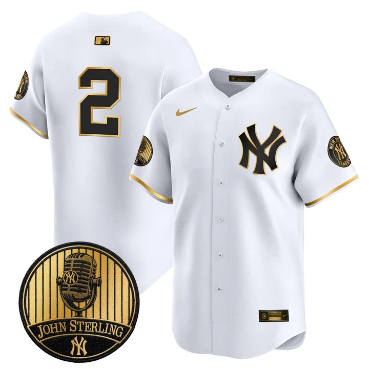 Men's Yankees John Sterling The Voice of the Yankees Tribute Patch Vapor Premier Limited Jersey V3 #2