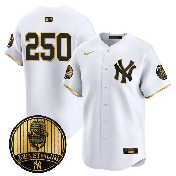 Men's Yankees John Sterling The Voice of the Yankees Tribute Patch Vapor Premier Limited Jersey V3 #250