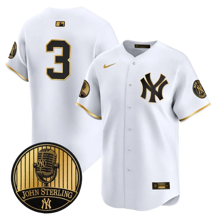 Men's Yankees John Sterling The Voice of the Yankees Tribute Patch Vapor Premier Limited Jersey V3 #3