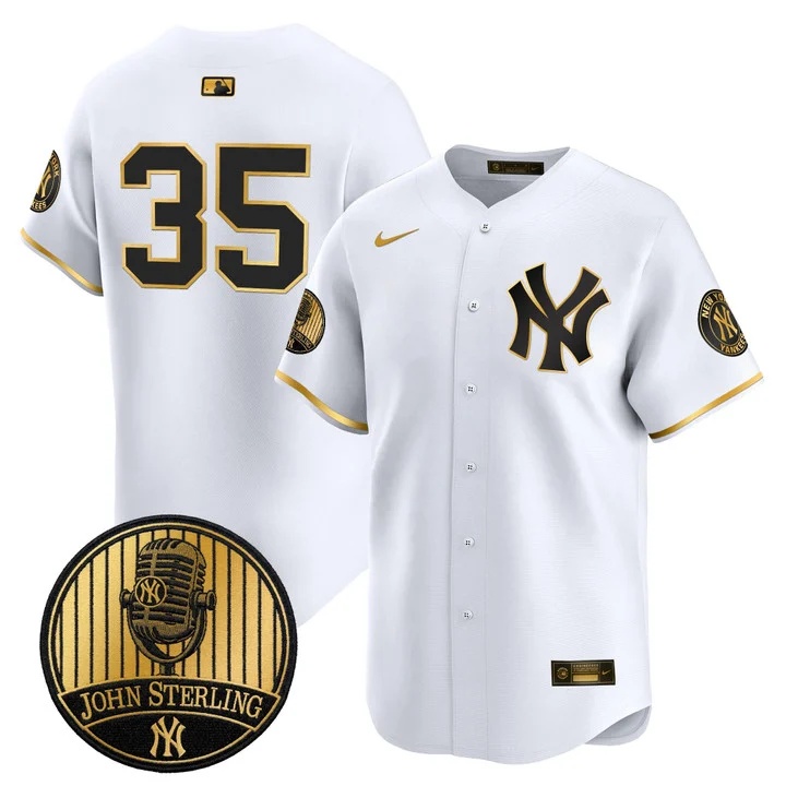 Men's Yankees John Sterling The Voice of the Yankees Tribute Patch Vapor Premier Limited Jersey V3 #35