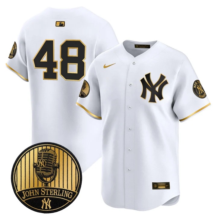 Men's Yankees John Sterling The Voice of the Yankees Tribute Patch Vapor Premier Limited Jersey V3 #49