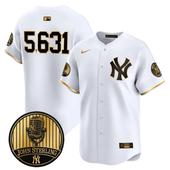Men's Yankees John Sterling The Voice of the Yankees Tribute Patch Vapor Premier Limited Jersey V3 #5631 JOHN STERLING