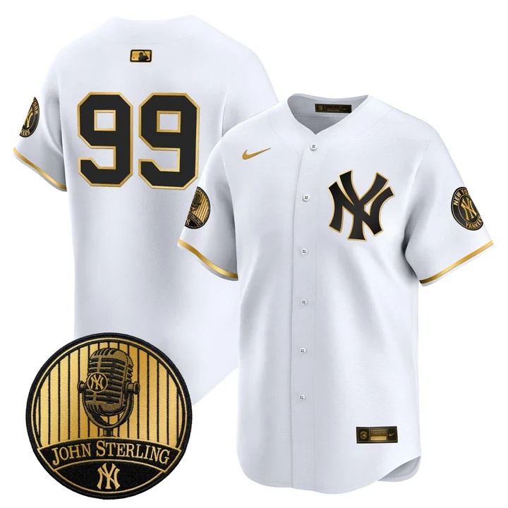 Men's Yankees John Sterling The Voice of the Yankees Tribute Patch Vapor Premier Limited Jersey V3 #99