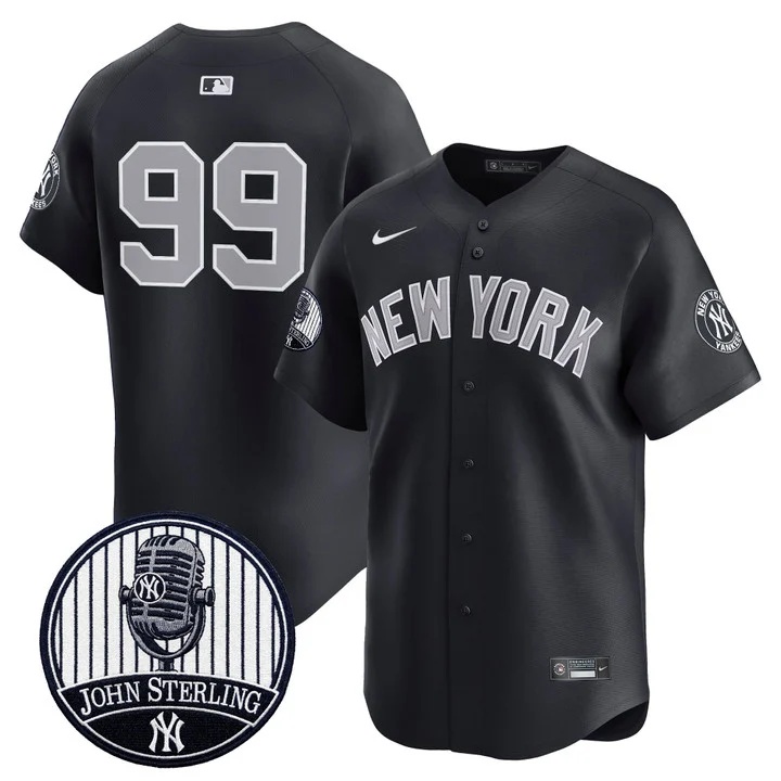 Men's Yankees John Sterling The Voice of the Yankees Tribute Patch Vapor Premier Limited Jersey V3 ALTERNATE #99