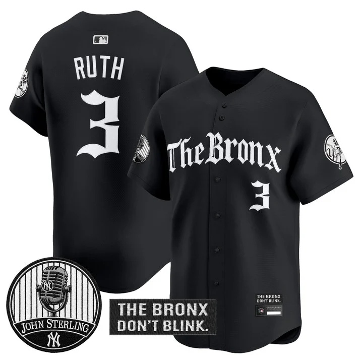 Men's Yankees The Bronx Gothic Vapor Premier Limited Jersey #3 BABE RUTH