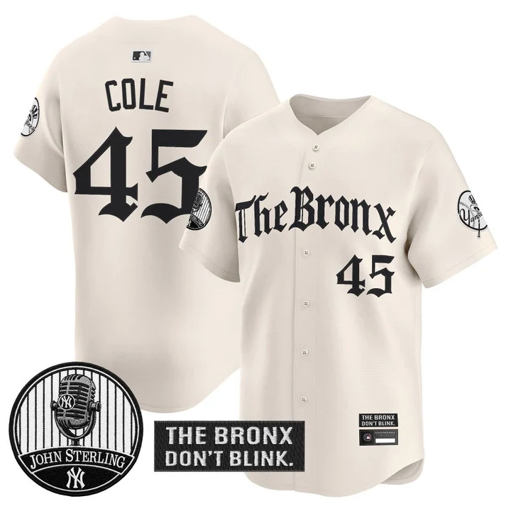 Men's Yankees The Bronx Gothic Vapor Premier Limited Jersey CREAM #45 GERRIT COLE