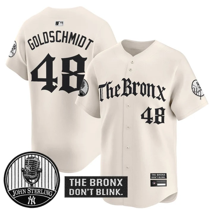 Men's Yankees The Bronx Gothic Vapor Premier Limited Jersey CREAM #48 PAUL GOLDSCHMIDT
