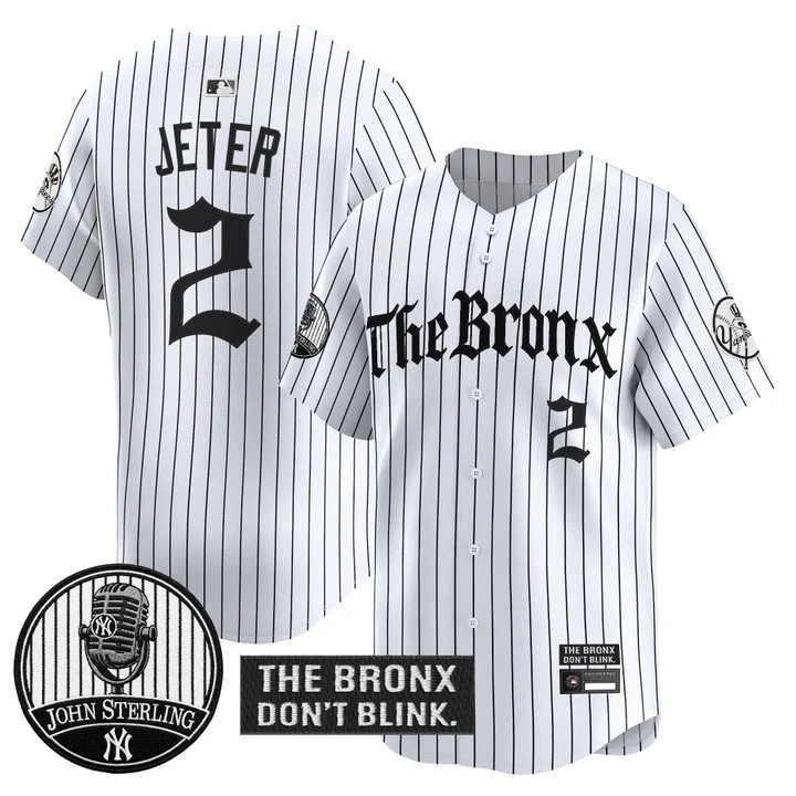 Men's Yankees The Bronx Gothic Vapor Premier Limited Jersey PINSTRIPE #2 DEREK JETER