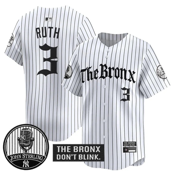 Men's Yankees The Bronx Gothic Vapor Premier Limited Jersey PINSTRIPE #3 BABE RUTH