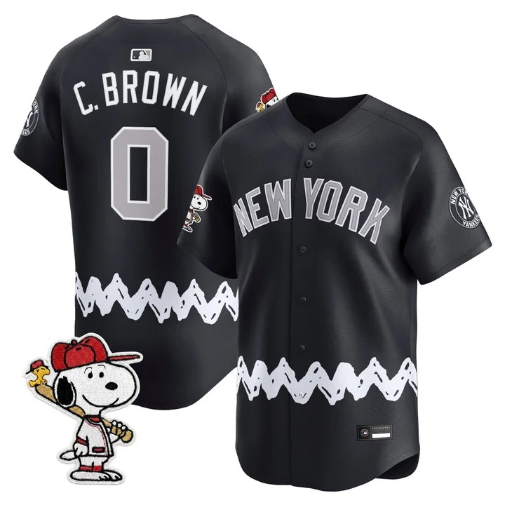 Men's Yankees x Peanuts Vapor Premier Limited Jersey - Stitched ALTERNATE#0 CHARLIE BROWN