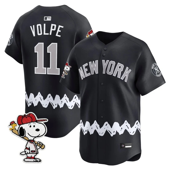 Men's Yankees x Peanuts Vapor Premier Limited Jersey - Stitched ALTERNATE#11 ANTHONY VOLPE