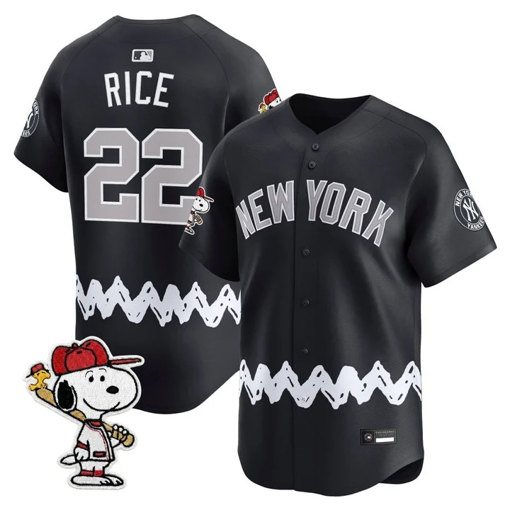 Men's Yankees x Peanuts Vapor Premier Limited Jersey - Stitched ALTERNATE#22 BEN RICE