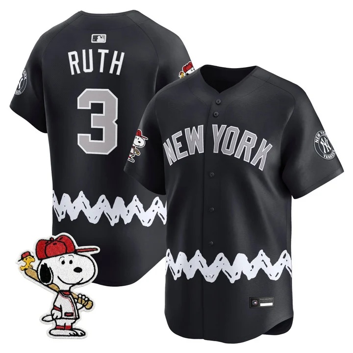 Men's Yankees x Peanuts Vapor Premier Limited Jersey - Stitched ALTERNATE#3 BABE RUTH