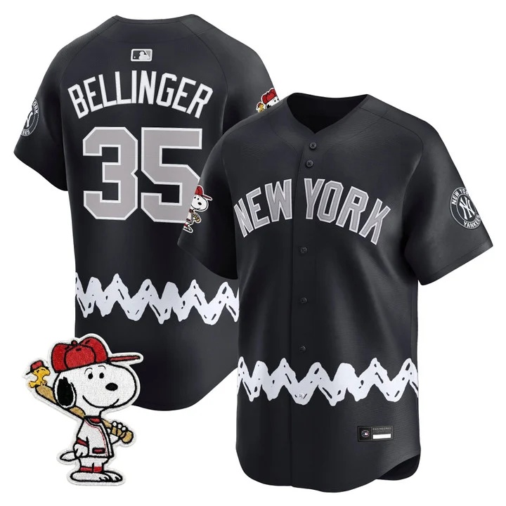 Men's Yankees x Peanuts Vapor Premier Limited Jersey - Stitched ALTERNATE#35 CODY BELLINGER