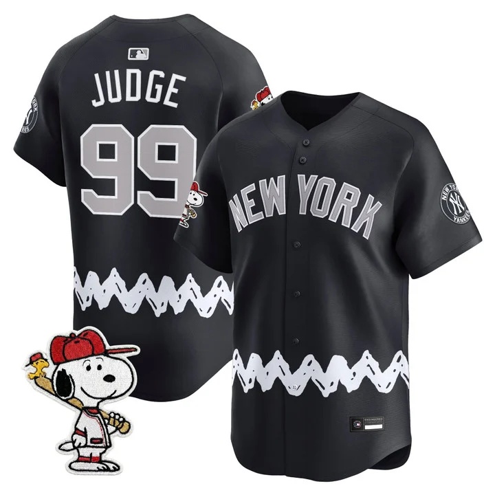 Men's Yankees x Peanuts Vapor Premier Limited Jersey - Stitched ALTERNATE#99 AARON JUDGE