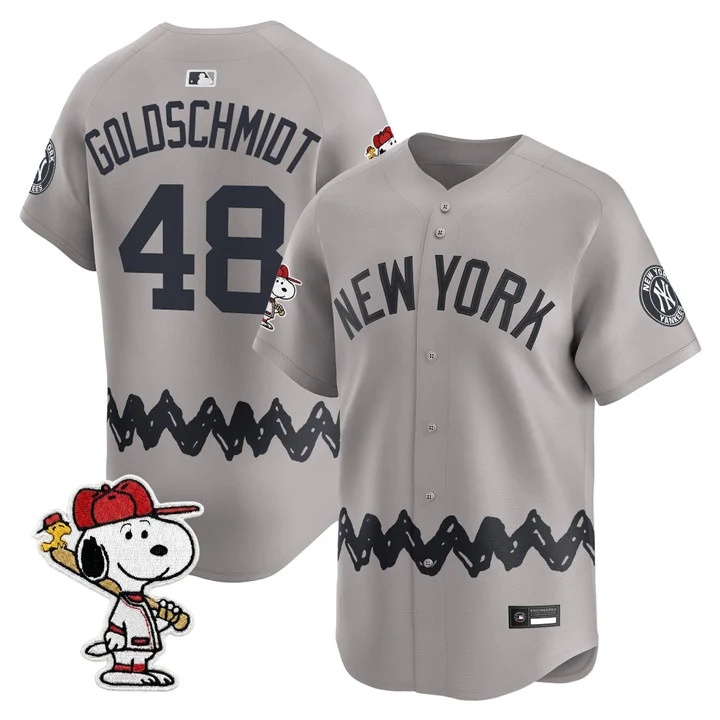 Men's Yankees x Peanuts Vapor Premier Limited Jersey - Stitched GRAY#48 PAUL GOLDSCHMIDT