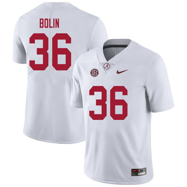 Men's Youth Alabama Crimson Tide #36 Bret Bolin White College Football Game Jerseys