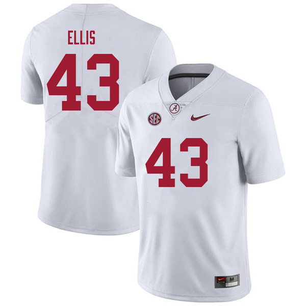Men's Youth Alabama Crimson Tide #43 Robert Ellis White College Football Game Jerseys