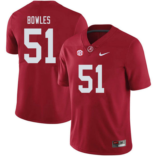 Men's Youth Alabama Crimson Tide #51 Tanner Bowles Crimson College Football Game Jerseys