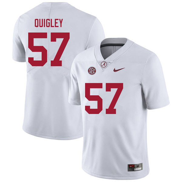 Men's Youth Alabama Crimson Tide #57 Chase Quigley White College Football Game Jerseys