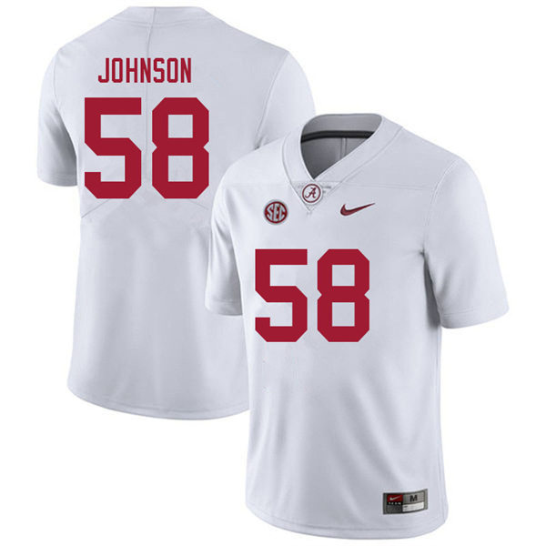 Men's Youth Alabama Crimson Tide #58 Christian Johnson White College Football Game Jerseys