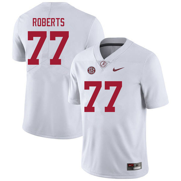 Men's Youth Alabama Crimson Tide #77 Jaeden Roberts White College Football Game Jerseys
