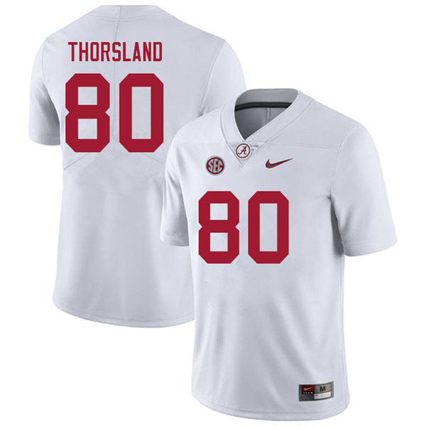 Men's Youth Alabama Crimson Tide #80 Adam Thorsland White College Football Game Jerseys