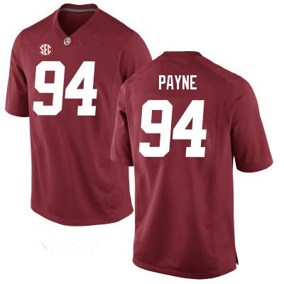 Men's Youth Alabama Crimson Tide #94 Da'Ron Payne Crimson College Football Game Jersey