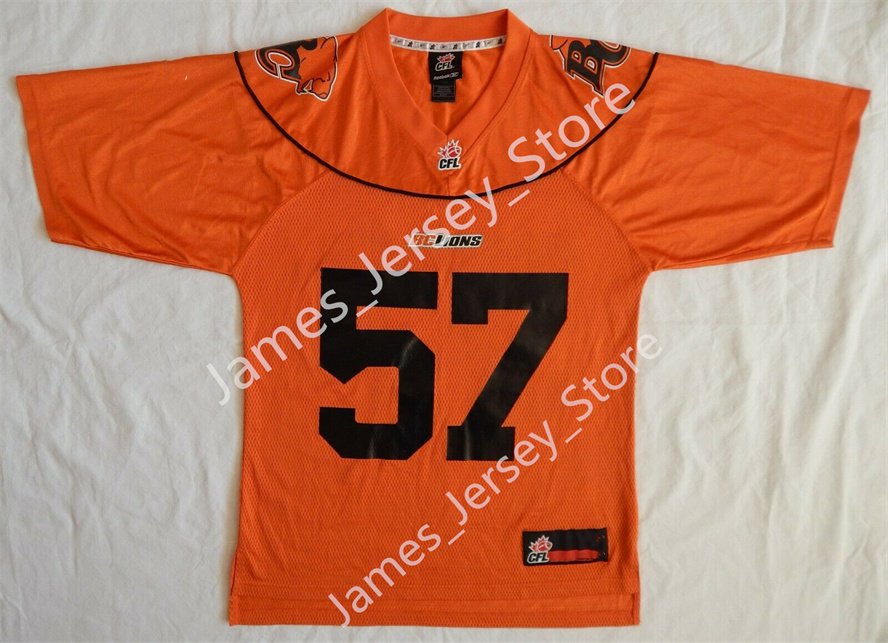 Men's Youth CFL BC Lions Custom Home Orange Football Jersey