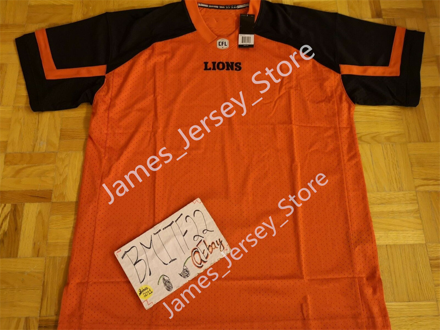 Men's Youth CFL BC Lions Custom Home Orange Football Jerseys