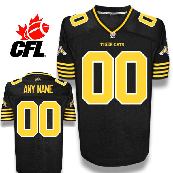 Men's Youth CFL Hamilton Tiger-Cats Custom New Era Home Black Football Jersey