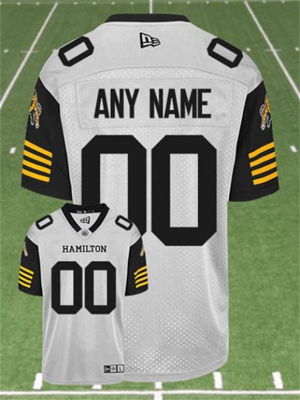 Men's Youth CFL Hamilton Tiger-Cats Custom New Era White Away Football Jersey