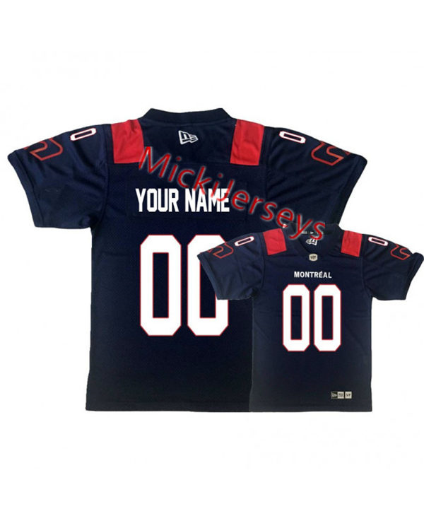 Men's Youth CFL Montreal Alouettes Custom 2019 New Era Home Navy Football Jersey