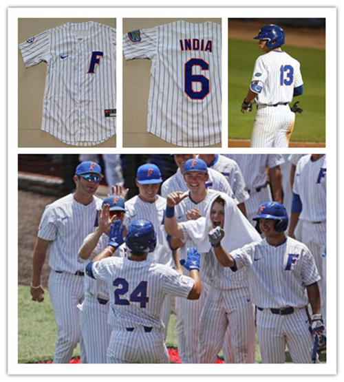 Men's Youth Florida Gators Custom Brady Singer JJ. Schwarz Jonathan India Mike Zunino Nike White Pinstripe College Baseball Jerseys