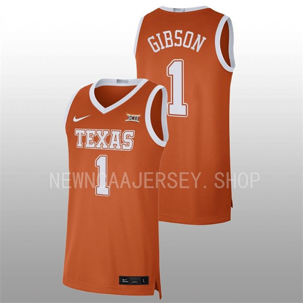Men's Youth Texas Longhorns #1 Daniel Gibson 2022 Orange College Basketball Game Jersey 