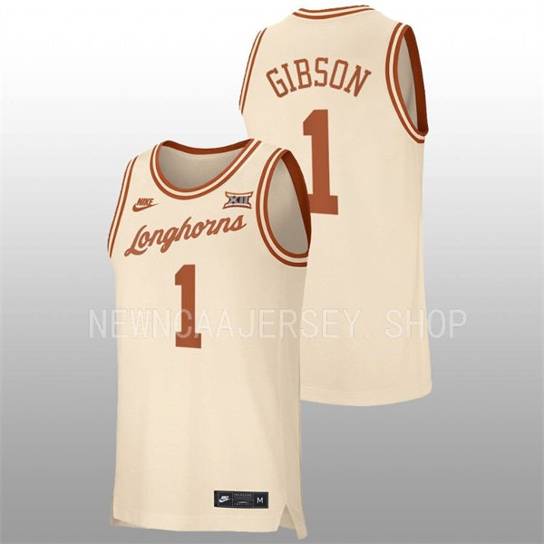 Men's Youth Texas Longhorns #1 Daniel Gibson Nike 2022 Cream Retro College Basketball Jersey 
