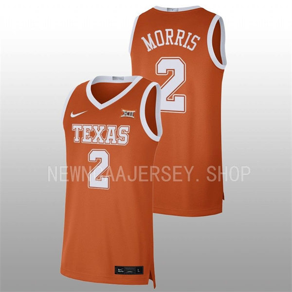 Men's Youth Texas Longhorns #2 Arterio Morris 2022 Orange College Basketball Game Jersey 