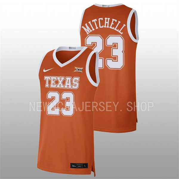 Men's Youth Texas Longhorns #23 Dillon Mitchell 2022 Orange College Basketball Game Jersey 