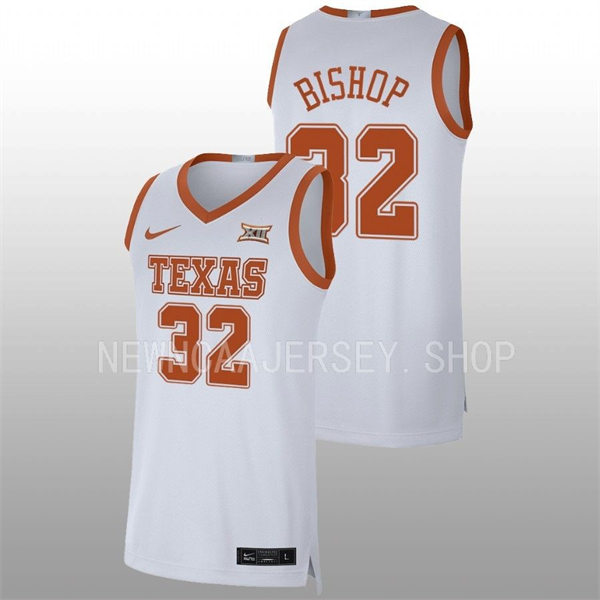 Men's Youth Texas Longhorns #32 Christian Bishop 2022 White College Basketball Game Jersey 