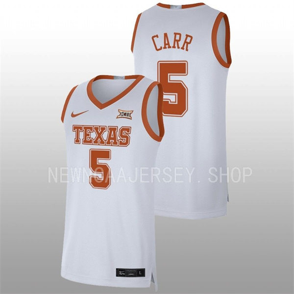 Men's Youth Texas Longhorns #4 Tyrese Hunter 2022 White College Basketball Game Jersey 